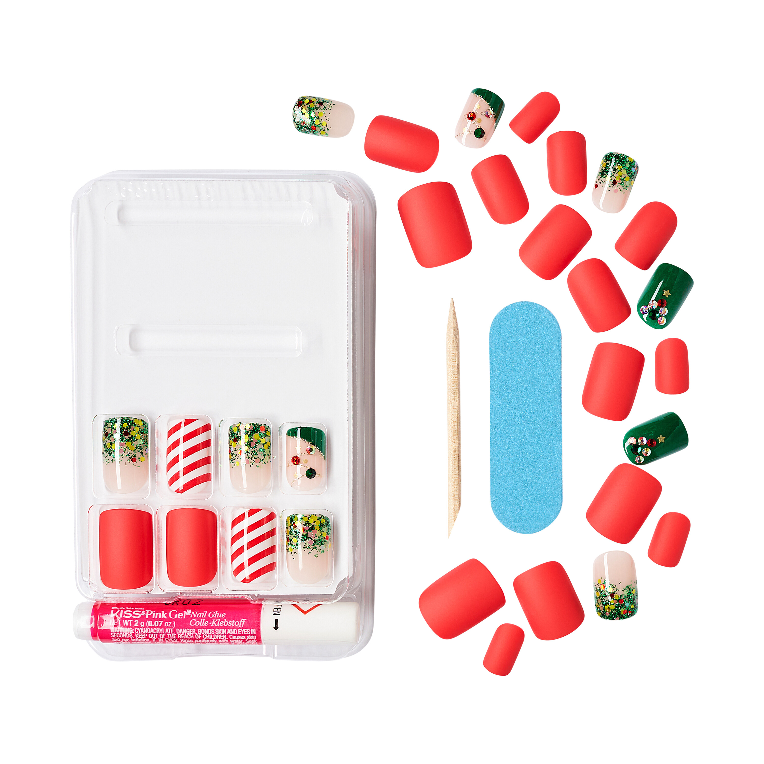 KISS Special Design Holiday Short Square Fake Nails, 28 Pieces photo 2