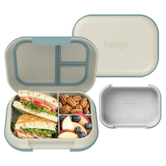 Bentgo Chill Max Leak-Proof XL Lunch Box - Included Ice Pack Keeps Food Cold; 5-Cup Capacity for Adults & Ages 8 , 3 or 4 Compartment Bento Box, BPA-Free, Dishwasher Safe (Bone & Glacier Blue)