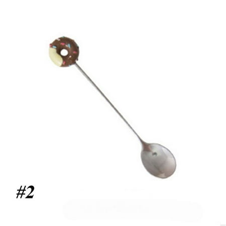

1pcs New Coffee Ice Cream Kitchen Doughnut Spoon Flatware Stainless Steel Dessert Fork 2
