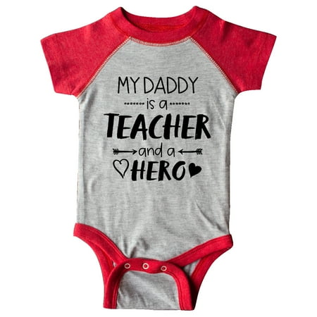 

Inktastic My Daddy is a Teacher and a Hero Gift Baby Boy or Baby Girl Bodysuit