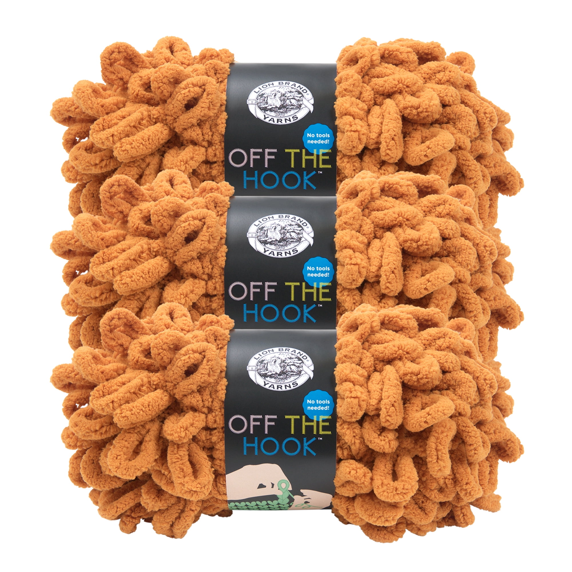 Lion Brand Yarn Off the Hook Spiced Pumpkin Loop Jumbo Polyester Orange