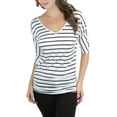 thumbnail image 2 of ToBeInStyle Women's Striped Drop-Sleeve Side Shirring Top, 2 of 12