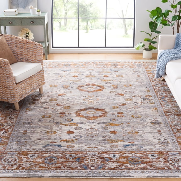 Safavieh Heirloom Emely Oriental Polyester Area Rug, Ivory Gray/Rust, 8' x 10'