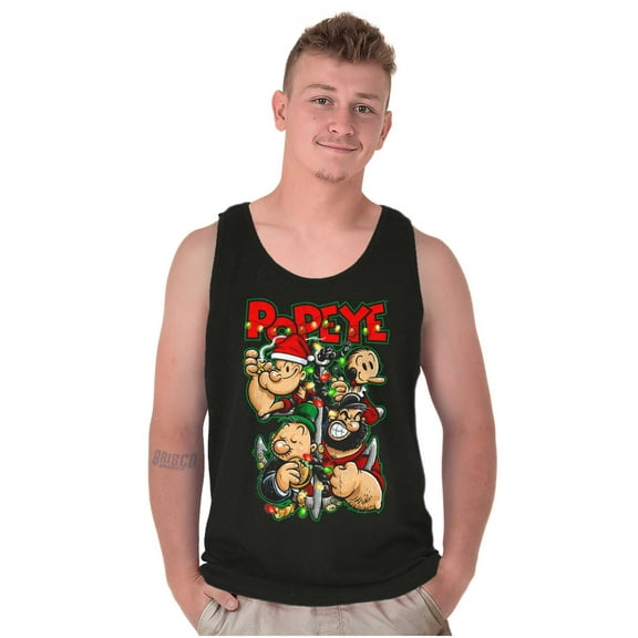 Popeye Christmas Lights Crew Cartoon Tank Top T Shirts Men Women Brisco Brands S