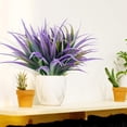 thumbnail image 5 of ZOELNIC Artificial Fake Grass, 4pcs Outdoor Faux Grasses Plastic Plants Greenery UV Resistant for Outside Home Windowbox Garden Office Patio Hanging Planter Front Porch Décor (Light Purple), 5 of 7