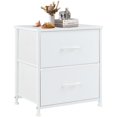 thumbnail image 1 of DUMOS Table de Chevet Petite Commode avec 2 Tiroirs en Tissu Tables d'Appoint Table de Bout de Chambre Meuble de Rangement pour Enfants pour 20 Pouces de Hauteur Table de Chevet pour Placard, Entrée, Dortoir Universitaire, Blanc (1 Pack), 1 of 4