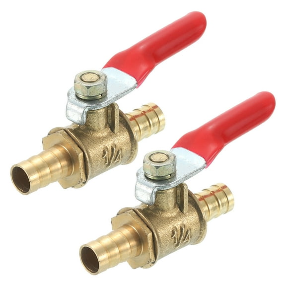 2Pack Brass Water Mini Ball Valve Shut Off Switch, 5/16" Hose Barb x 5/16" Hose Barb