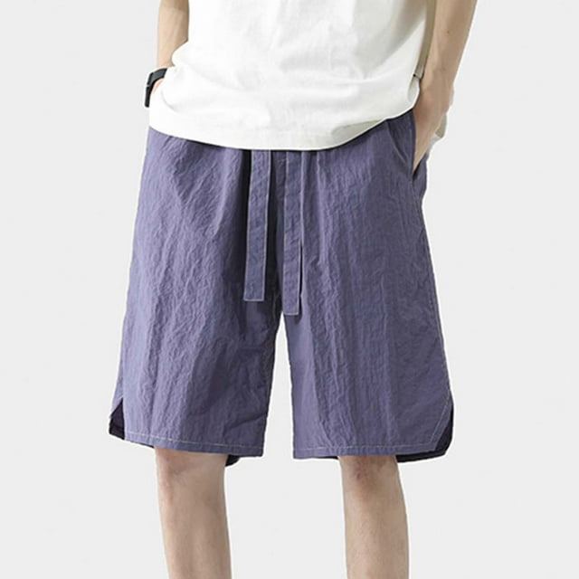 Styesk Mens Shorts Men New Solid Color Casual Fashion Loose Drawstring Exercise Short Pants
