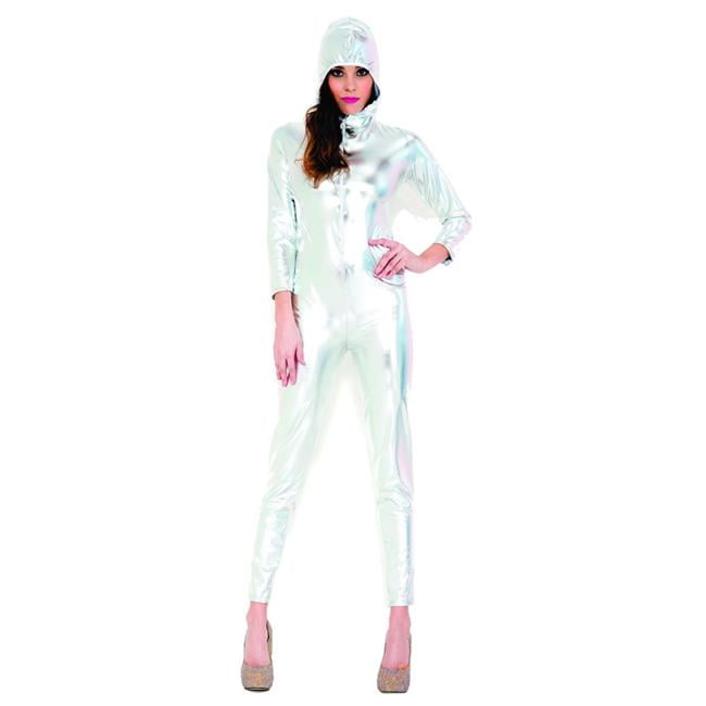 Music Legs Full body wet look zip up bodysuit Black Red Silver 70772