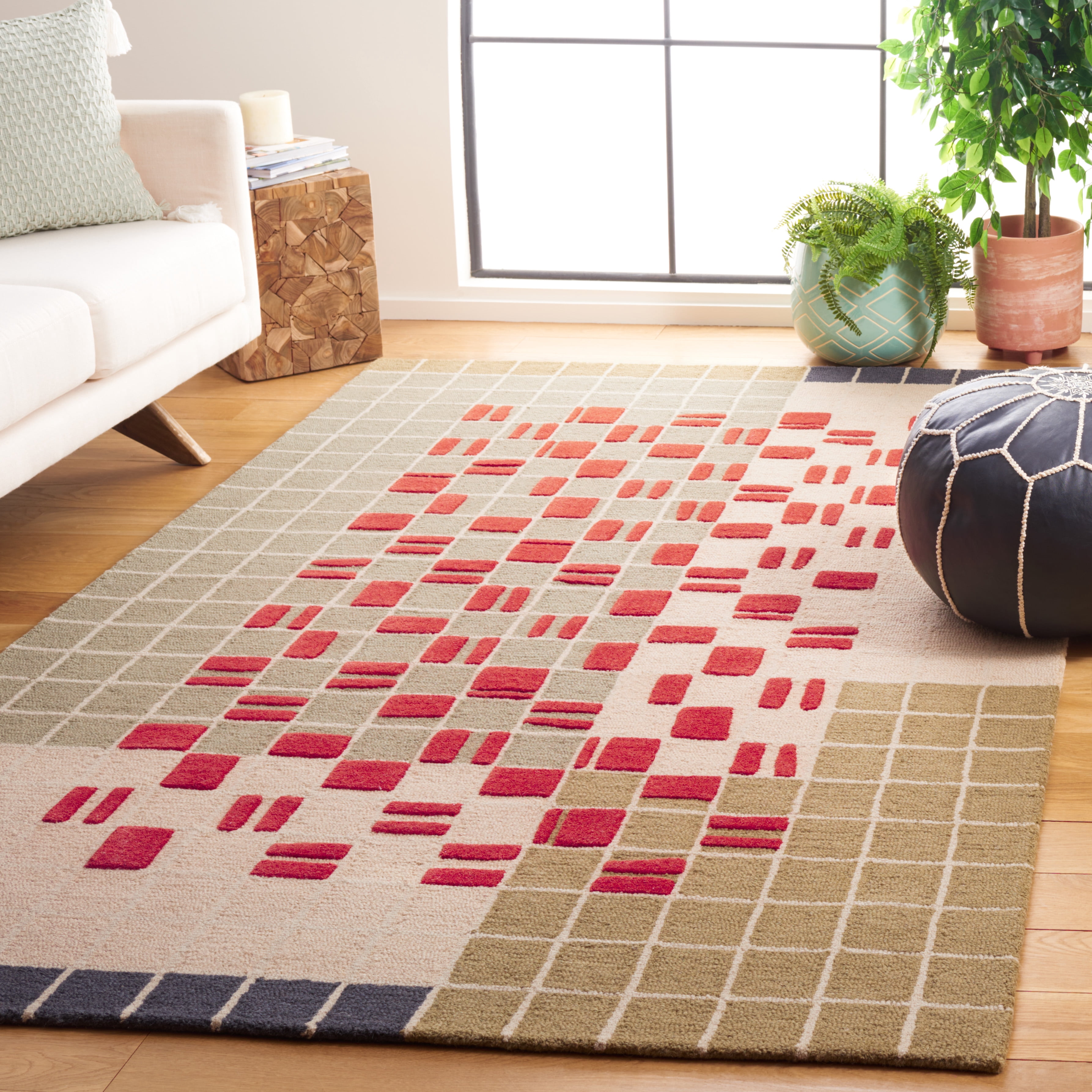 SAFAVIEH Genre Deidra Geometric Area Rug, Gray/Red, 3' x 5'