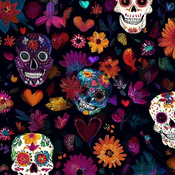 Peel and Stick Wallpaper dead Halloween skull mexican Mexican tradition Wall Mural 17.7in x 9.8ft Self Adhesive Removable Wall Paper Renter Friendly Wallpaper for Bedroom Nursery