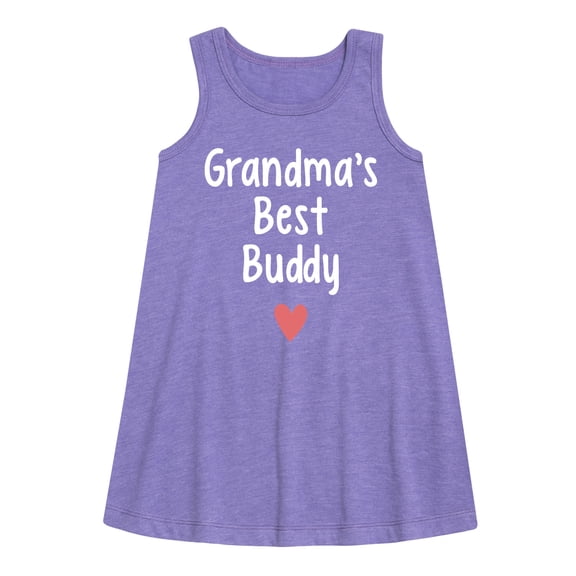 Instant Message - Grandma Heart Best Buddy Graphic Sleeveless Aline Dress