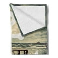 thumbnail image 2 of Nautical Soft Flannel Fleece Blanket, Anchor Print in Ocean Waves with Long Wooden Pier Cloudy Sky 3D Effect Print, Cozy Plush for Indoor and Outdoor Use, 50" x 60", Grey and Brown, by Ambesonne, 2 of 5
