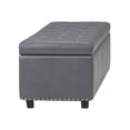 thumbnail image 1 of SIMPLIHOME Hamilton 48 inch Wide Rectangle Lift Top Storage Ottoman in Upholstered Stone Grey Tufted Faux Leather with Large Storage Space for the Living Room, Entryway, Bedroom, Traditional, 1 of 8
