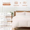 thumbnail image 6 of 3 Piece Pink Striped Duvet Cover Set Queen Size, Microfiber Comforter/Quilt Cover with Corner Ties and 2 Pillowcases, Rustic Pink Stripe Modern Art Beige All Season Soft Bedding with Zipper Closure, 6 of 8