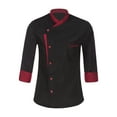 thumbnail image 5 of CHICTRY Mens Chef Uniform Jacket Long Sleeve Hotel Kitchen Cook Uniform Coat Black XL, 5 of 7