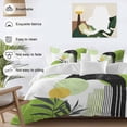 thumbnail image 3 of 3 Piece Boho Middle Century Duvet Cover Set Queen Size,Microfiber Comforter/Quilt Cover with Corner Ties and 2 Pillowcases,Abstract Green Geometric Botanical All Season Bedding with Zipper Closure, 3 of 8