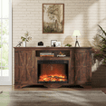 thumbnail image 5 of GIKPAL Fireplace TV Stand for TVs up to 65", 1400W Farmhouse TV Stand with Electric Fireplace, Entertainment Center for Living Room with Storage Cabinets/Adjustable Shelves, Rustic Brown, 5 of 11