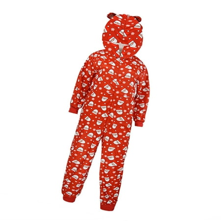 

ABIDE Family Christmas Pajamas Snowflakes Xmas Hats Jumpsuit Hooded Zipper Long Sleeve Romper Casual Bodysuit Sleepwear Mom