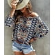 thumbnail image 2 of Blusas sexis de manga larga con hombros descubiertos de TEELYNN para mujer, blusas de rayón con estampado floral, blusas bohemias de verano 2023, blusas holgadas para playa, 2 of 5