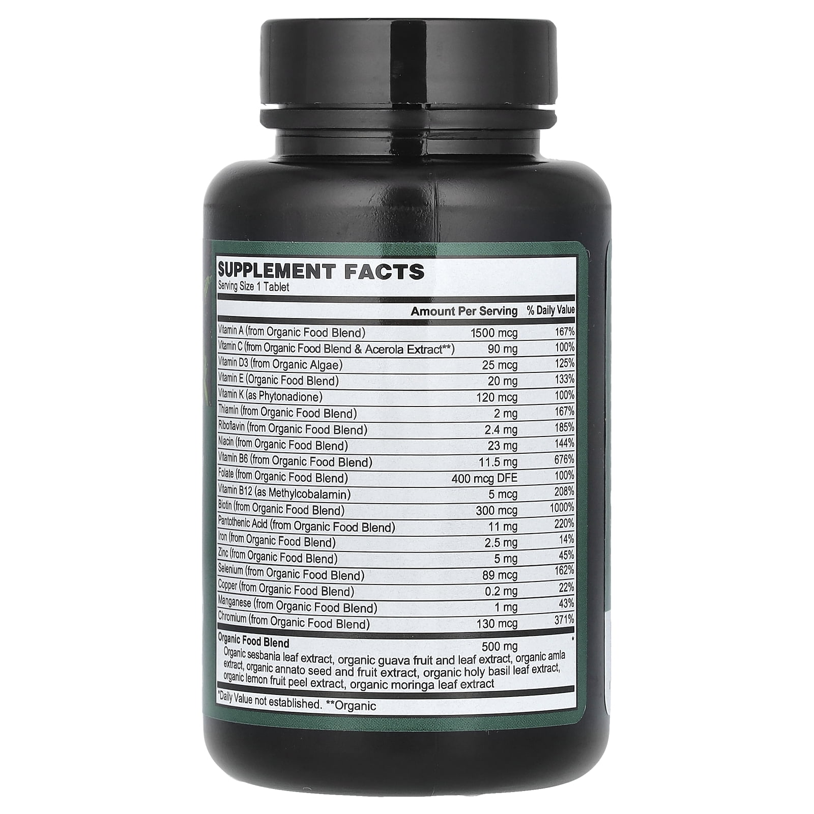 PlantFusion Women's One-A-Day Multivitamin, Organic Vegan, 30 Vegan Tablet