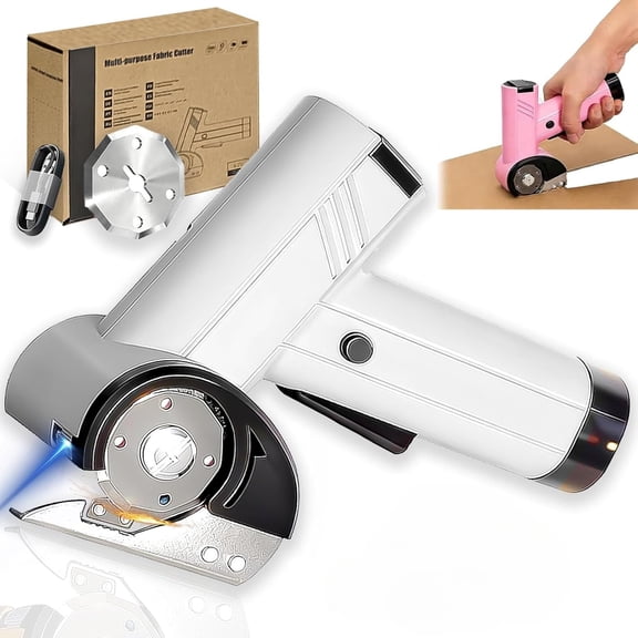 Rechargeable High-Speed Cardboard Cutter - Cordless Electric Rotary Box Cutter with LED Light, for Effortless Cutting of Cardboard, Fabric, Leather & Plastic