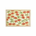 thumbnail image 1 of Fruit Wall Art with Frame, Yummy Ornate Cherry and Leaves Pattern Fresh Food Fun Art Picture, Printed Fabric Poster for Bathroom Living Room, 35" x 23", Apple Green Red White, by Ambesonne, 1 of 2