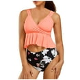 thumbnail image 2 of Trajes de baño para mujer, Trajes de baño para mujer, Bikini sin espalda con estampado de bloques de color para mujer, Traje de baño de una pieza, Conjunto de ropa de playa para mujer, 2 of 6