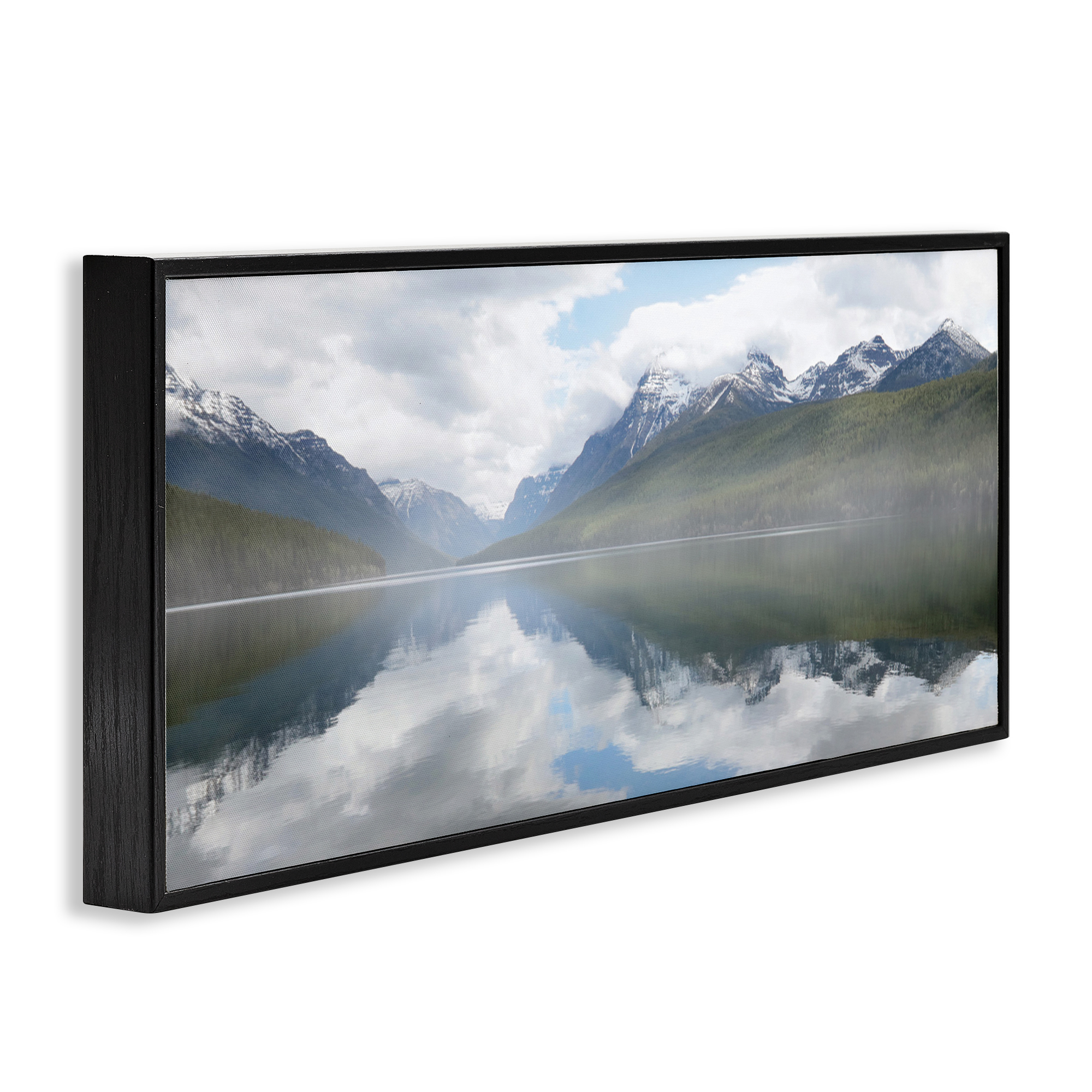 Stupell Industries Mountain Peak Reflections Landscape Photography Black Framed Art Print Wall Art, 24 x 10