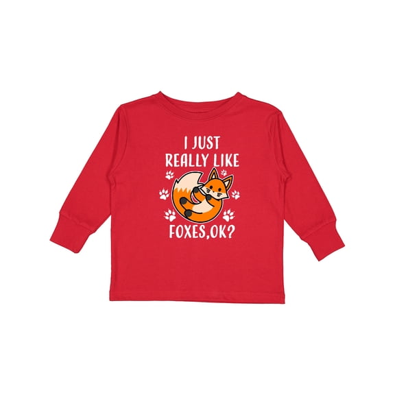 Inktastic I just Really Like Foxes Ok? Boys or Girls Long Sleeve Toddler T-Shirt