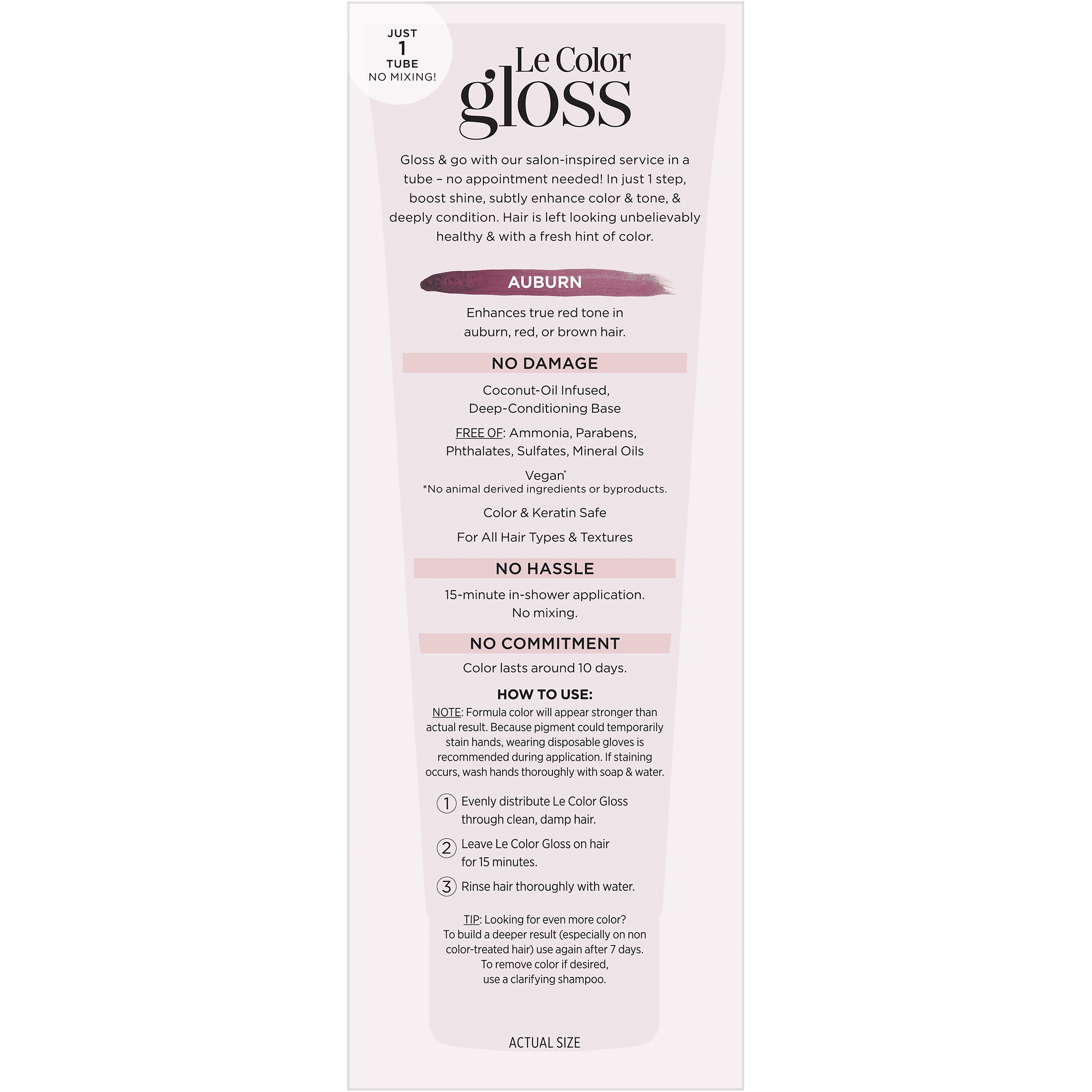 L'Oreal Paris Le Color Gloss One Step Toning Gloss Hair Color, 6 Auburn, 4 fl oz