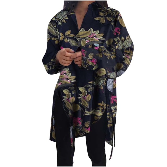 EQWLJWE Hauts à Manches 3/4 pour Femmes, Chemise Ample à Manches Longues avec Lacets, Col en V, Liquidation
