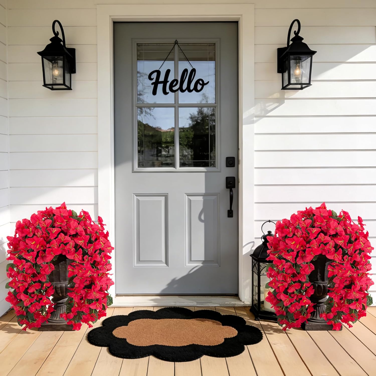 Waipfaru Artificial Bougainvillea Flowers Plants for Outdoors Decoration,4 Pcs UV Resistant Hanging Flowers for Front Door Porch Planter Urn Patio Garden Decor