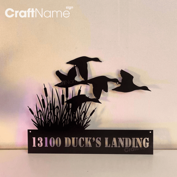 Craftnamesign Custom Hunting Duck Metal Address Sign, House Number Hanging Address Plaque
