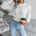 thumbnail image 3 of XINSHIDE Female Sweaters Crew Neck Long Sleeve Loose Chunky Knitted Pullover Sweater Jumper Tops sweaters for teen girls, 3 of 6
