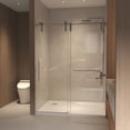 thumbnail image 2 of Leumius 50-54" x 76" H Frameless Sliding Shower Door,5/16" Clear Tempered Glass Sliding Shower Door,Stainless Steel Frame,Brushed Nickel, 2 of 8