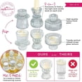 thumbnail image 5 of Kate Aspen Vintage Ribbed Glass Clear Candlestick Holders, Pillar Candle, Tealight & Votive Candle Holders (Set of 6, 3 Assorted Sizes), Dining Table Decor, Shelf Decor, Centerpiece, 5 of 7
