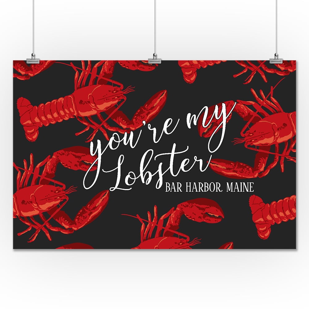18x12 Gallery Quality Metal Art Maine Black Pattern Youre My Lobster Bar Harbor