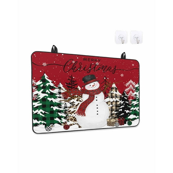 Stove Top Covers for Electric Stove 24x21In, Red Christmas Heat Insulation Fireproof Glass Cooktop Protector, Snowman Snowflake Xmas Tree Multipurpose Countertop Stovetop Cover for Kitchen