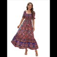 thumbnail image 3 of Vestido Informal, Fluido, con Estampado Floral Bohemio, Hombros Descubiertos, para Mujer (Verano 2025) Fondo Rojo XXL, 3 of 9