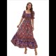 thumbnail image 3 of Vestido Informal, Fluido, con Estampado Floral Bohemio, Hombros Descubiertos, para Mujer (Verano 2025) Fondo Rojo XXL, 3 of 9