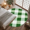 thumbnail image 3 of Green White Buffalo Check 3ft Round Rug, Farmhouse Plaid Modern Geometric Non-Skid Rubber Backing Large Area Rugs - Living Room Bedroom Home Office, Indoor Floor Mat Carpets Washable Rug, 3 of 9