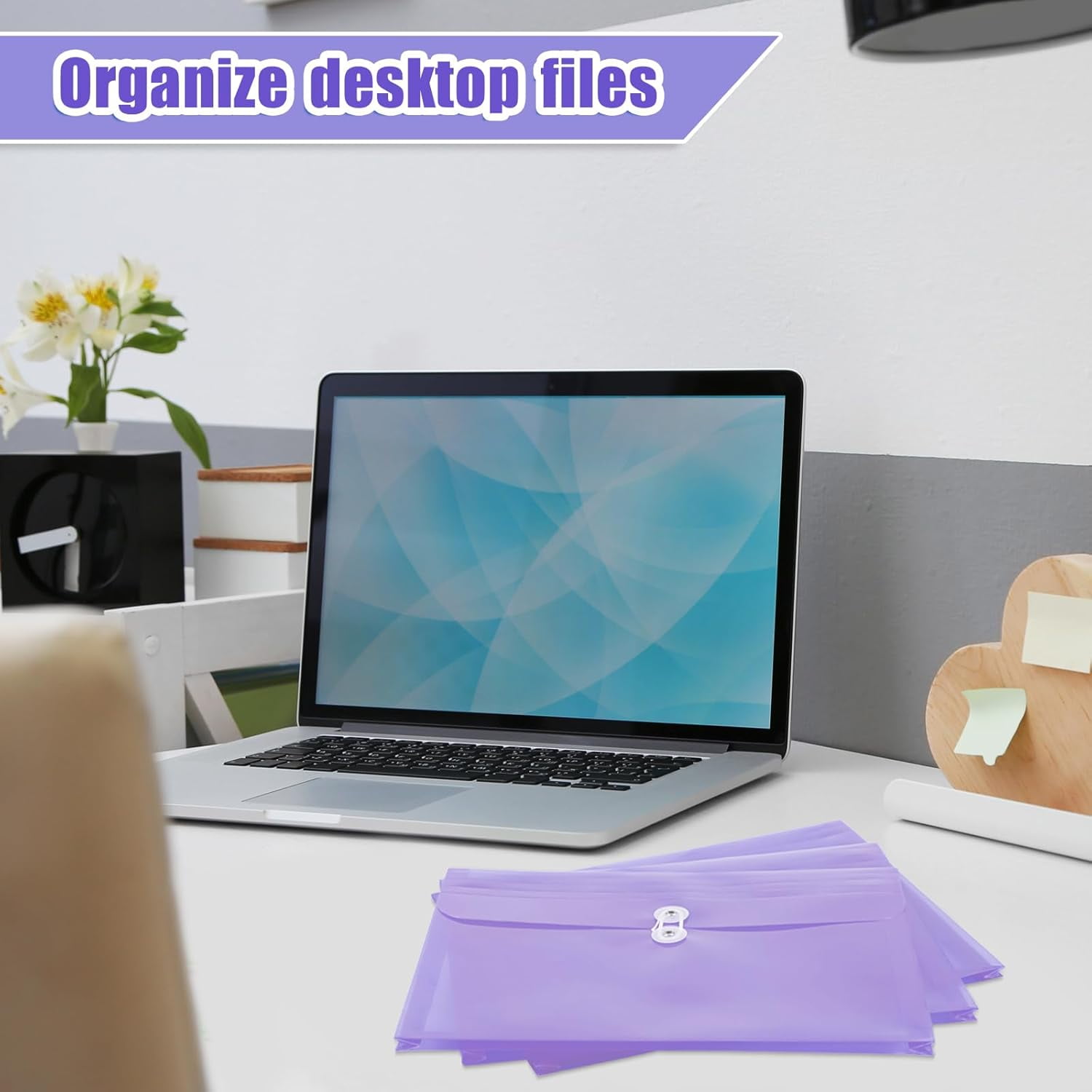 12 Pcs Letter Size Plastic Envelopes with String Closures Employee File Folders Reusable Poly Pockets Side Load Plastic Document Envelope Plastic Paper Organizer for Office School Home (Clear)