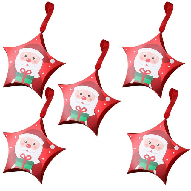 Home Textile Storage Clearance 5Pcs Christmas Cookie Boxes, Small Holiday Christmas Candy Treat Boxes, Gift Giving Containers With Ribbons, Home Textile Home Textile Storage