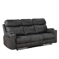 ACME Hirah Transitional Wood & Microfiber Upholstered Motion Sofa in Dark Gray