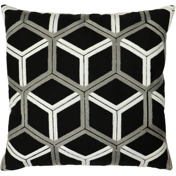 Lattice Decorative Pillow, Black/Gray, Single