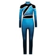 thumbnail image 4 of iiniim Girls Kids Sparkly Color Block Gradient Long Sleeve Figure Skating Gymnastics Leotard Full Body Jumpsuit Bodysuit Light Blue 16, 4 of 7