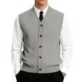 thumbnail image 2 of Resicozy Men's Sleeveless Sweater Vest V-Neck Casual Knit Button Down Solid Color Cardigan Vest Gray XL, 2 of 7