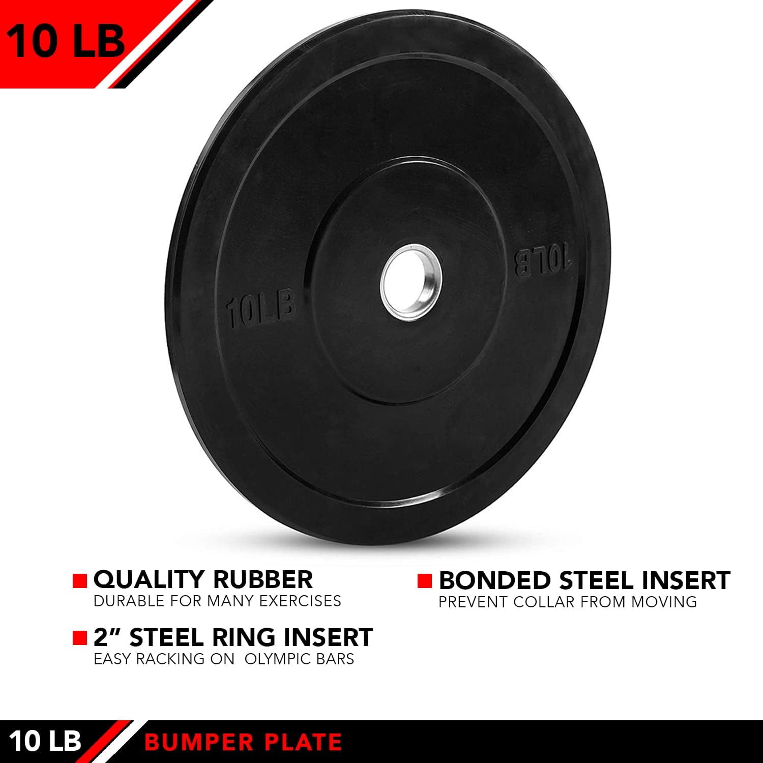 JFIT Olympic Bumper Weighted Plate 2”, 10 LB Single Plate