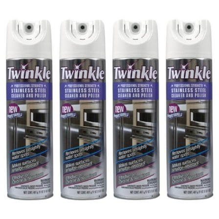 Twinkle Stainless Steel Cleaner and Polish 17 oz Aerosol Spray, 4 Pack